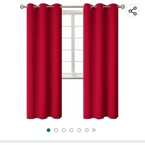 New in packaging!  Set of 2 red curtain panels silver accents tassels